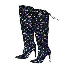 Sarah Siah | Size 9 Black  stiletto boots sequin embellishments.